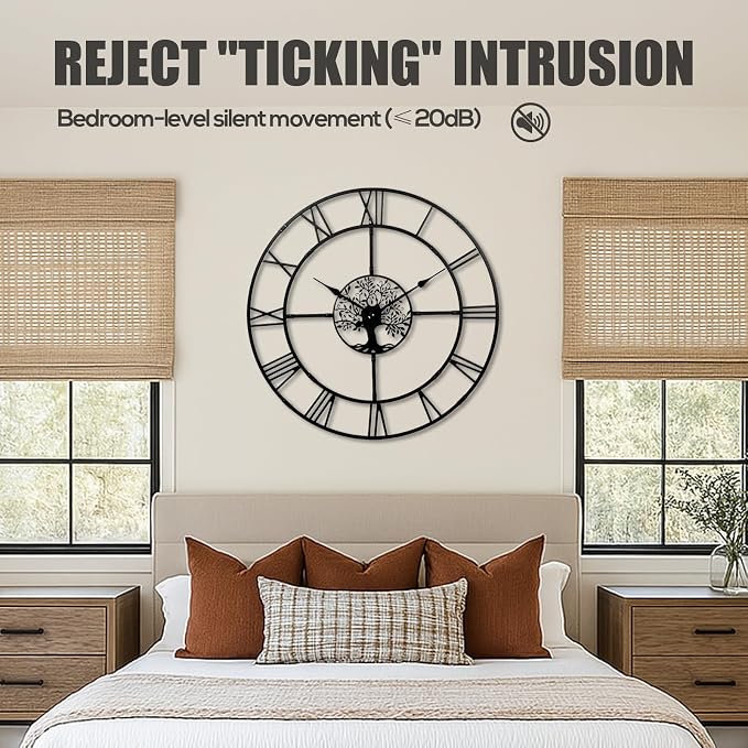 48 Inch Large Wall Clock for Living Room– Black Metal Clock - Image 6