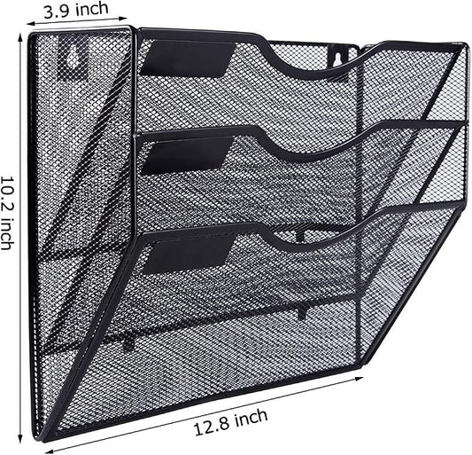 EASEPRES 3 Pocket Mesh Hanging Wall File Organizer, Wall Mounted Mail Paper - Image 2