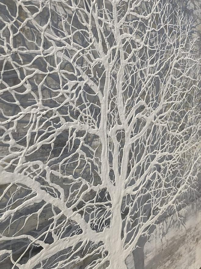 Yihui Arts Abstract Tree Canvas Wall Art: Large White Shadow Tree Picture - Image 3