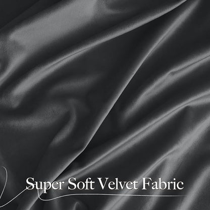 NICETOWN Grey Luxury Velvet Curtain Panels 96 inches Long 2 Panels, Home - Image 3