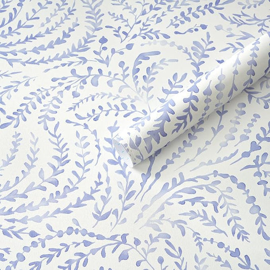 Heroad Peel and Stick Wallpaper Boho Blue Contact Paper Modern Botanical Wall by HeroadBrand