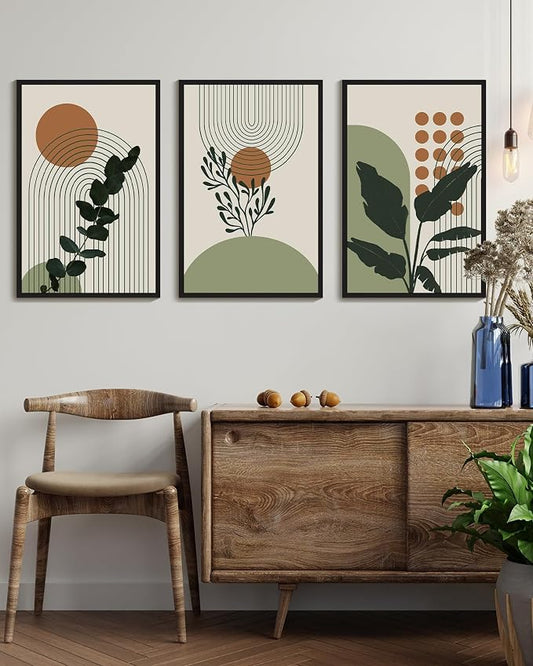 PHOPAGO Boho Plant Wall Art Green Botanical Bohemain Framed Wall Printing - Image 2