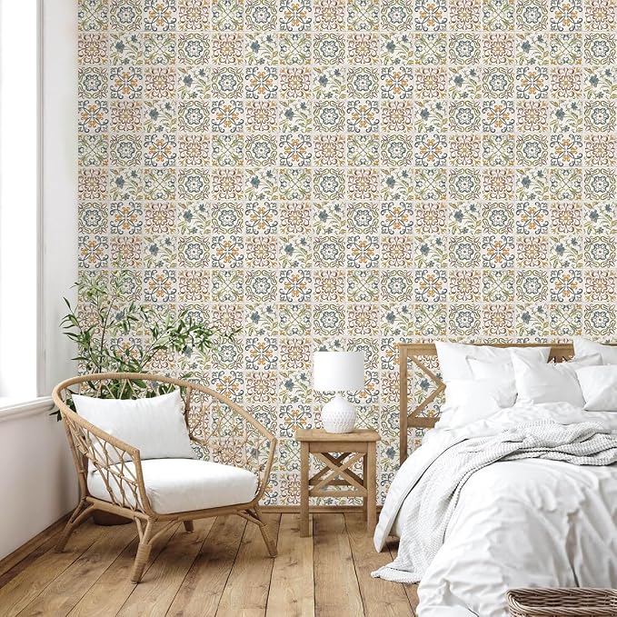 Wudnaye Bohemian Wallpaper Peel and Stick Faux Tile Contact Paper 17”×393” Tile - Image 3