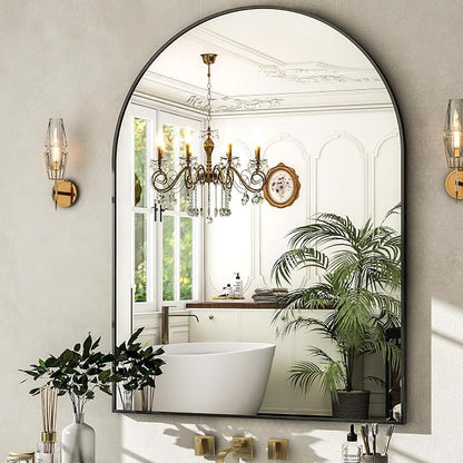 HARRITPURE Arched Wall Mirror – 30"x40" Arch Bathroom Mirror Metal Frame Vanity by HARRITPUREHome