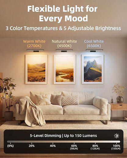 EZVALO Picture Light for Wall, 4800mAh Rechargeable Wireless Remote Battery - Image 6