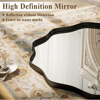 VooBang Black Scalloped Circle Mirror, Hanging Leaning - Image 3
