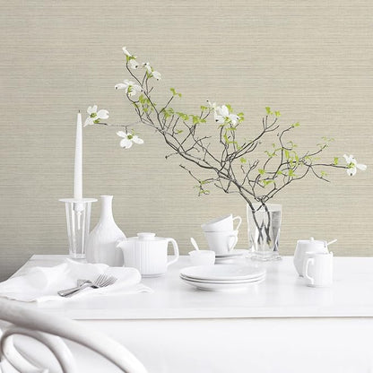 Norwall Imitation Grasscloth Wallpaper in Taupe - Image 2