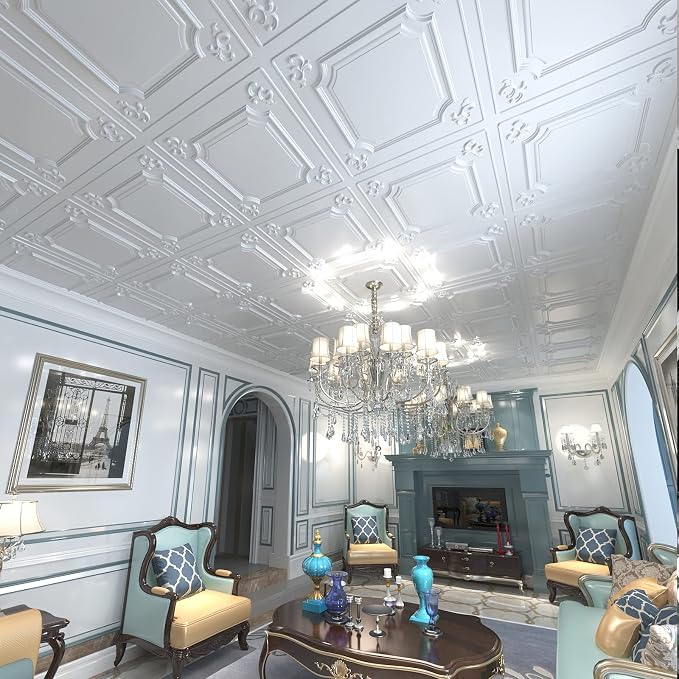 Art3d Drop Ceiling Tiles 24x24 in White, Wainscoting Panels Glue Up 2x2 - Image 3