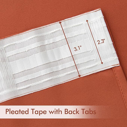 MIULEE Back Tab Burnt Orange Blackout Curtains 120 Inch Long 2 Panels Set - Image 4