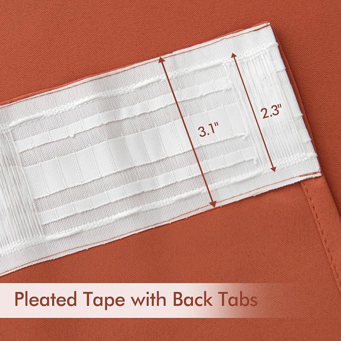 MIULEE Back Tab Burnt Orange Blackout Curtains 102 Inch Long 2 Panels Set - Image 4