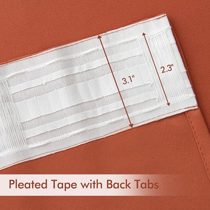 MIULEE Back Tab Burnt Orange Blackout Curtains 102 Inch Long 2 Panels Set - Image 4