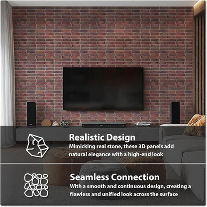 CONCORD WALLCOVERINGS ™ 3D Red Faux Brick Wall Panels - Image 3