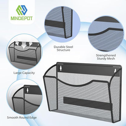 MINDEPOT Magnetic Wall File Organizer, Hanging Wall Mounted File Folder Binder - Image 4