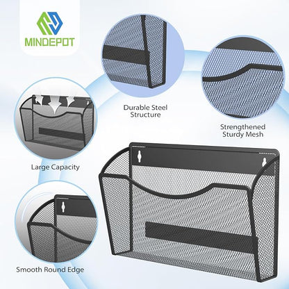 MINDEPOT Magnetic Wall File Organizer, Hanging Wall Mounted File Folder Binder - Image 3
