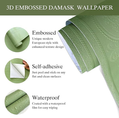JiffDiff Wallpaper Peel and Stick Textured, 3D Embossed Wall Paper Stick on - Image 7