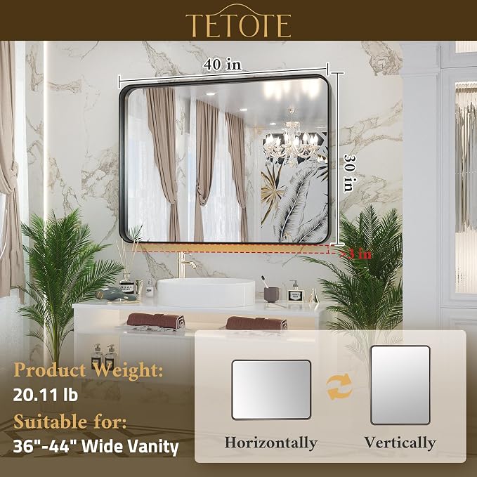 TETOTE 40 x 30 White Frame Mirror - Image 6
