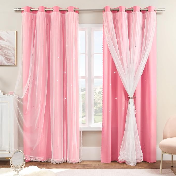 XiDi Curtains for Girls Bedroom, Room Darkening Hot Pink Curtain, 1 Panel by Addsomecolortolife