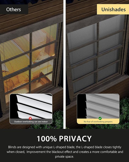 UNISHADES No Drill Blinds for Windows 1" Vinyl L-Shaped Slats Cordless Mini - Image 3