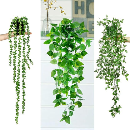 Sggvecsy Fake Hanging Plants 6 Pack Artificial Hanging Eucalyptus Plants Potted - Image 4