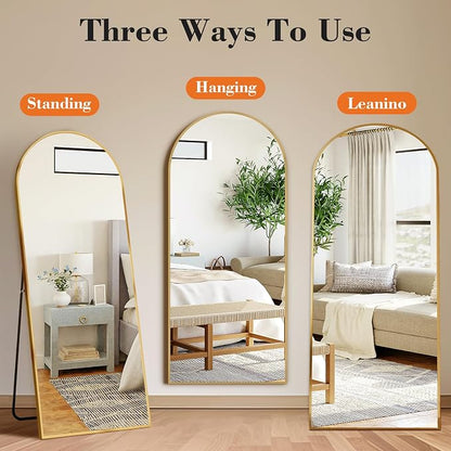 DUMOS 64"x21" Arched Full Length Floor Mirror, Full Body Mirror - Image 3