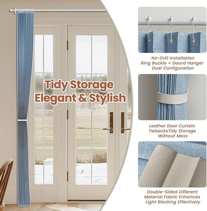 AJAZZ Blackout Accordion Door Curtain 98"x78" Blue - Image 5