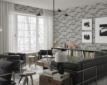 Guvana 17.3"×472.4" Brick Peel and Stick Wallpaper Brown/Grey Contact Paper - Image 5