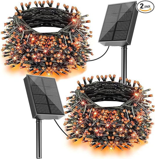 2 Pack Solar Christmas Lights, Total 400LED 144FT Solar String Lights Outdoor Waterproof, 8 Modes Christmas Light for Outside Xmas Tree Patio Yard Garden Festival Decorations
