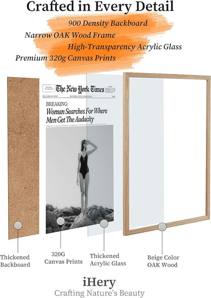 iHery Framed Trendy NewsPaper Wall Art, Large 16x20in Canvas Wall Art, Woman - Image 5