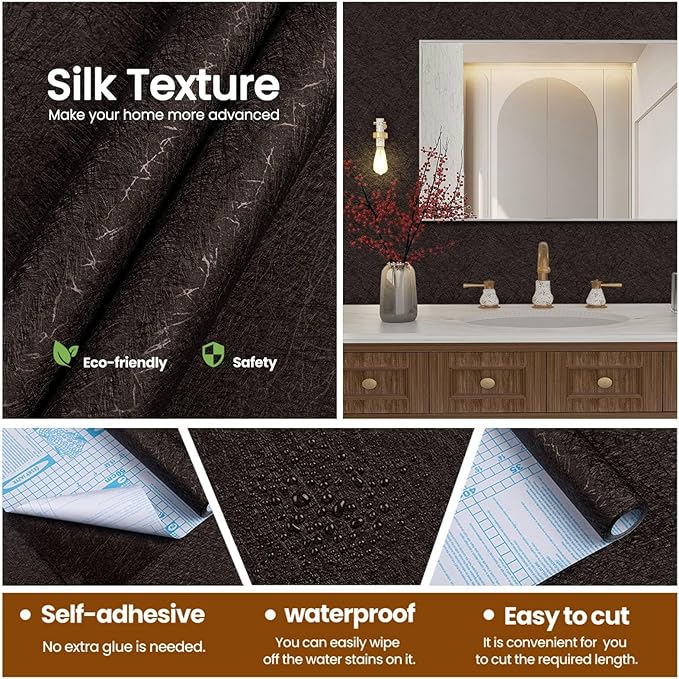 Abyssaly Brown Peel and Stick Self Adhesive Wallpaper - Image 3