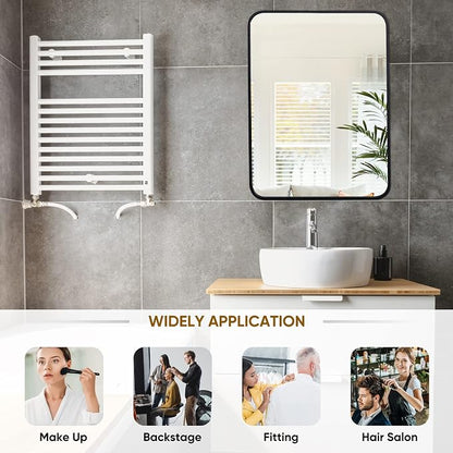 ZenStyle 2 Packs Black Metal Framed Rectangular Wall Mirror 22" x 30" Bathroom - Image 4