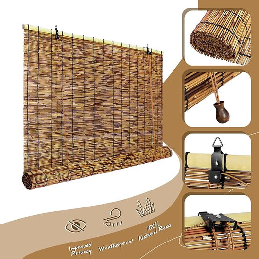 Bamboo Roll-up Shade, 2 Pack Roller Shutters Retro Curtains - Image 2