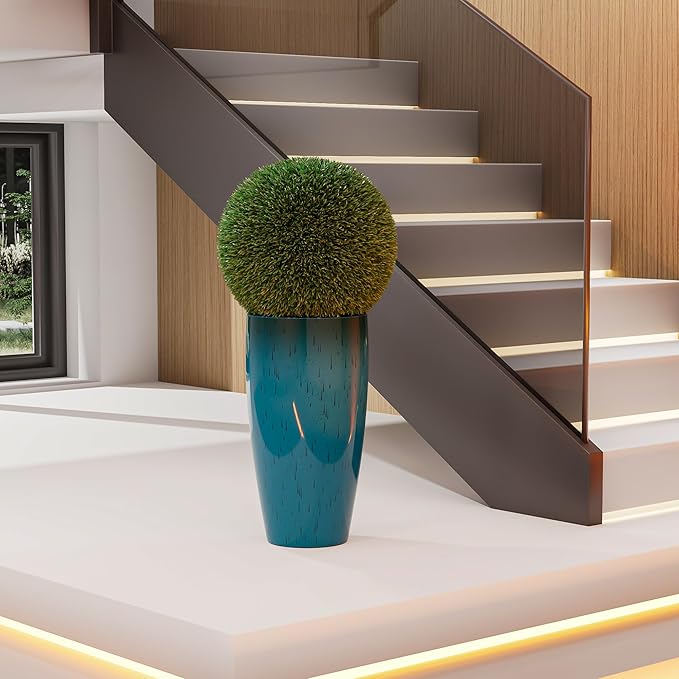 QCQHDU 24 inch Tall Planter for Indoor & Outdoor Plants, 2 Pack Sturdy Plant Flower Pots Modern Decor for Front Porch Patio Deck Living Room