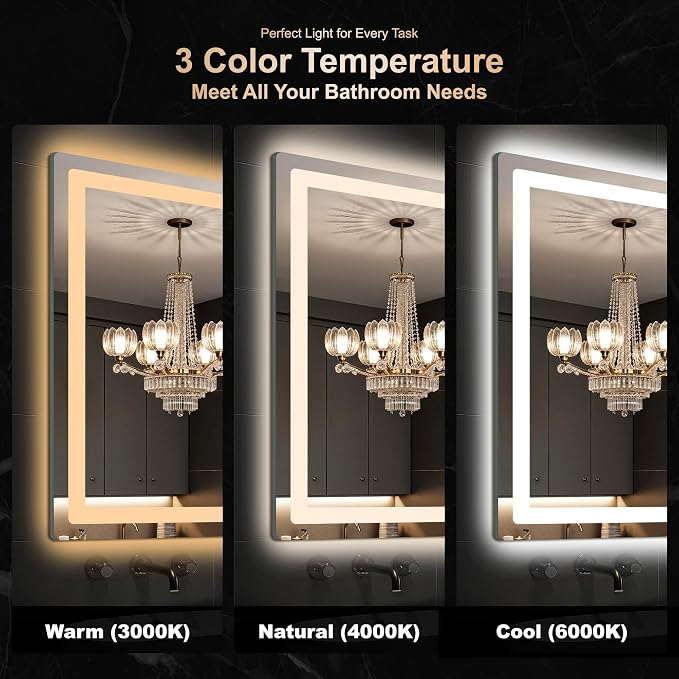 Delma LED Bathroom Mirror with Lights, 30x30 Vanity Mirror - Image 4