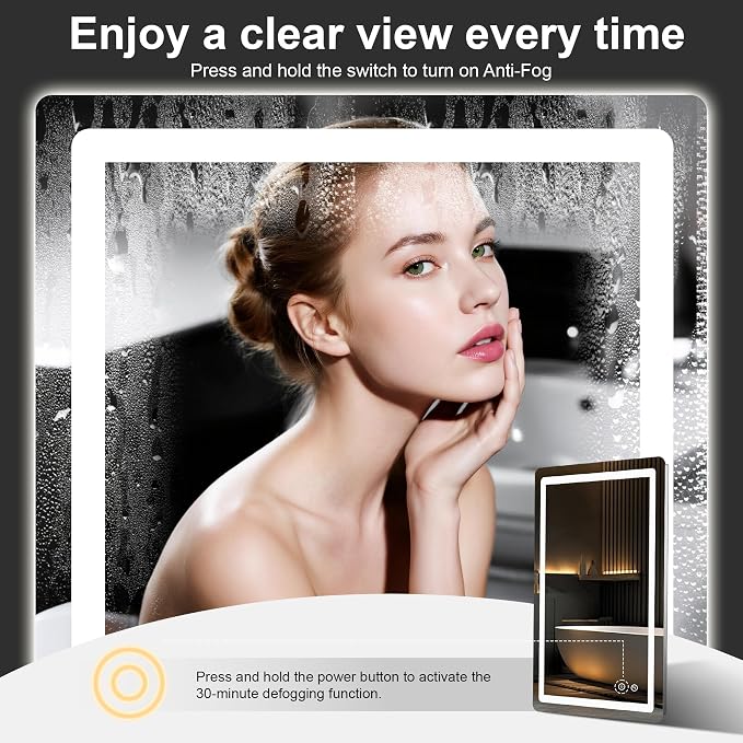 Led Mirror for Bathroom, 30x20 Bathroom Vanity Mirror for Wall - Image 7