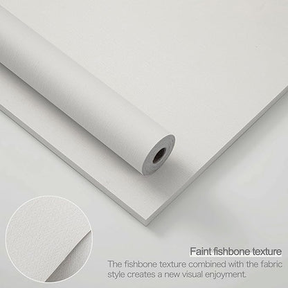 24"x393" White Grasscloth Peel and Stick Fabric Textured Contact Paper Linen - Image 3