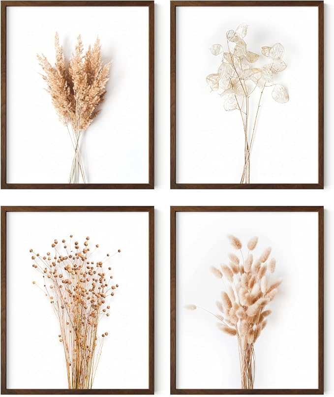 HAUS AND HUES Brown Plant Set of 4-16x20 Framed Walnut by HausandHuesArtPrints