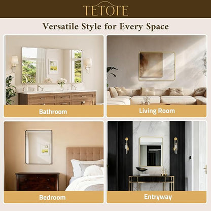 TETOTE Black Framed Mirrors for Bathroom, 42 x 36 Inch Modern Decorative Wall - Image 6
