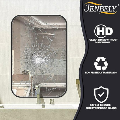 20x30 Inch Black Wall Mirror for Bathroom, Brushed Metal Framed Mirror - Image 5