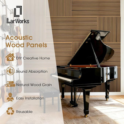 Acoustic Wood Wall Panels 2 Pack 47.6" x 23.6", Sound Proof Wooden Paneling - Image 3