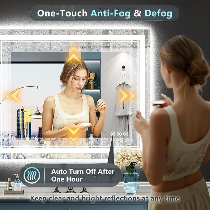 40x24 LED Bathroom Mirror with Lights, Backlit and Front Lit Anti-Fog Lighted - Image 5
