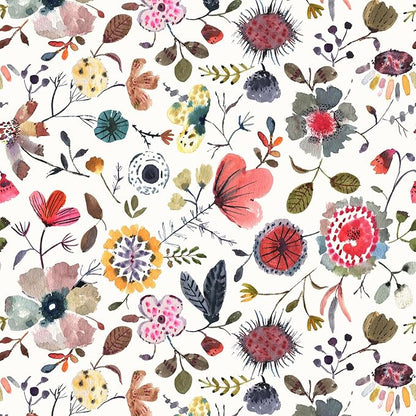 Wallpaper Peel and Stick Floral Wall Paper Removable Waterproof White/Green/Red by Vintique