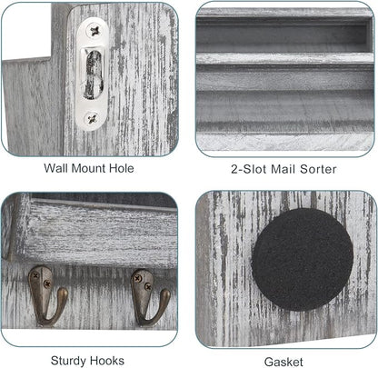 BTY Mail Sorter Wall Mounted, Wooden Mail Holder - Image 3