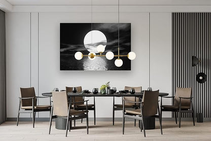 Cao Gen Decor Art S06469 Wall Art Canvas Sea White Full Moon in Night Picture - Image 5