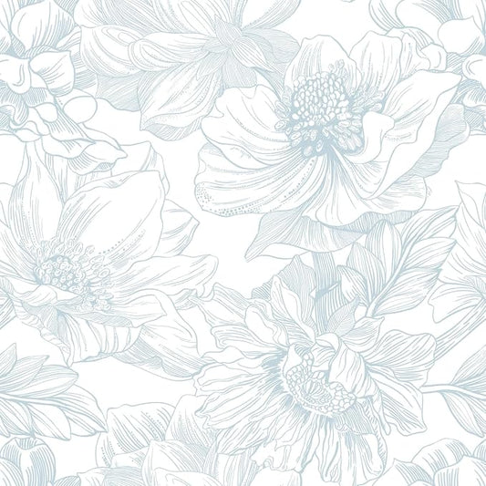 Ismoon Large Floral Peel and Stick Wallpaper Boho White and Blue Contact Paper by Ismoon