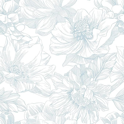 Ismoon Large Floral Peel and Stick Wallpaper Boho White and Blue Contact Paper by Ismoon