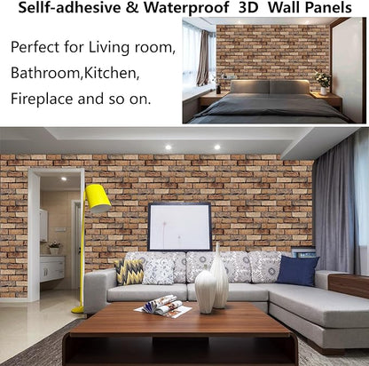 3D Wall Panels Peel and Stick, 10 Pack 3D Waterproof Self-Adhesive Wallpaper - Image 5