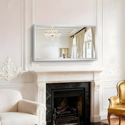40x24 Silver Bathroom Mirror, Brushed Silver Rectangular Mirror - Image 7