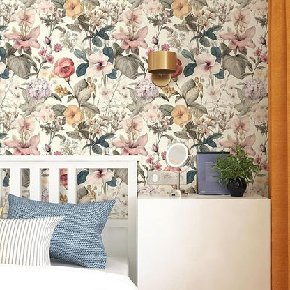 Jeweluck Floral Wallpaper Peel and Stick Vintage Floral Contact Paper Peel and - Image 2
