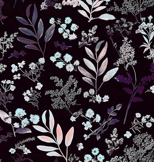 Laatse Vintage Purple Wallpaper Peel and Stick Dark Floral Wallpaper 17.5'' x by Laatse