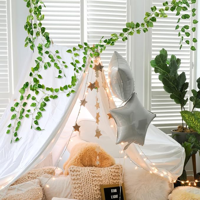 CQURE 14 Pack 98Ft Artificial Ivy Garland, Fake Vines UV Resistant Greenery - Image 7